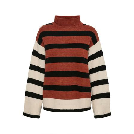 Soaked in Luxury Soaked In Luxury Slmillicent Stripe Pullover Ls Strik 30406453 Smoked Paprika Stripe Rød, Dame, Størrelse: XS