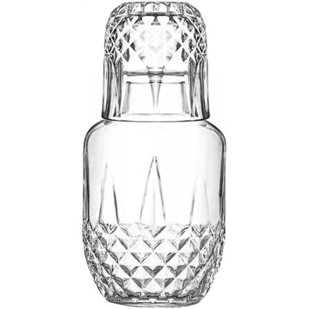 Yöpöydän vedenkeitinsetti lasilla, kirkas yöpöydän vedenkeitin makuuhuoneisiin ja vierashuoneisiin, lasinen suuvesipullo kylpyhuoneeseen (550 ml).