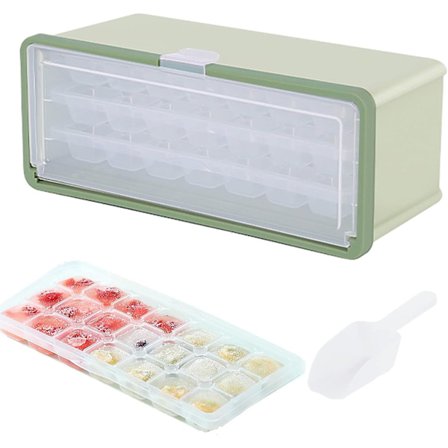 Fødevaregodkendt silikone isterningbakke med låg og opbevaringsbeholder til fryser,