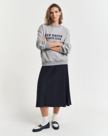 GANT Damen Fluid Midirock (44) Marineblau