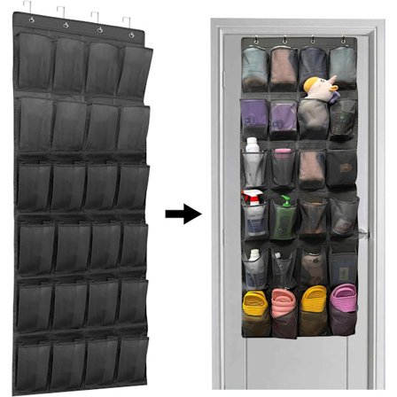 150*56cm - Skoorganisator for dør - Vegghylle - 24 Store - Pustende nettinglommer - Skohylle - Hengende oppbevaring - Variert lagringsplass