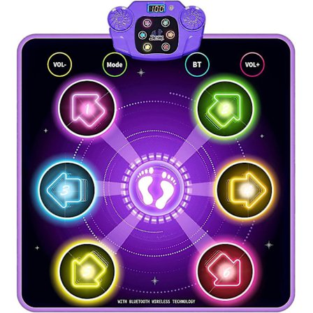 Dansemåtte til Børn 4-8-12 År, Lysende Dansemåtte Julefødselsdagsgave, Bluetooth Musik Dansemåtte Legetøj