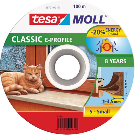 Tesa E-list 55701-00101-00 Tetningstape EPDM, 100 m, 9 mm x 4 mm Brun, Maskintilbehør & forbruk