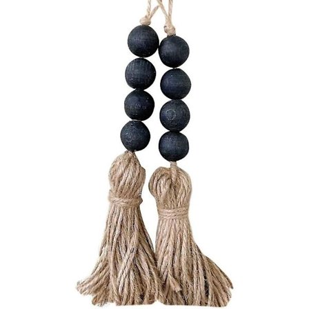 2 stk. Treperler Garland med store bønneperler Dørperle Garland Hengende dekorasjon (svart)