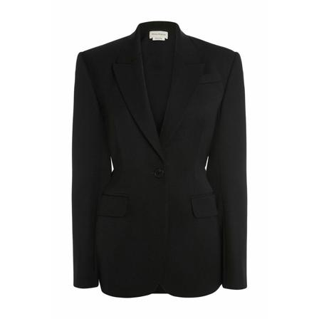 Alexander McQueen, Women'S 666856Qjach 1000 Wool Blazer Zwart, Dames, Maat:M,wol
