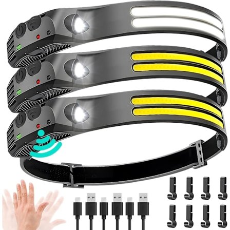 【3 kpl】Otsalamppu 1000 lumenia | 230° leveä valokeila & kohdevalo | IPX5 vedenpitävä | USB-C | Sensoritila | Täydellinen joululahja