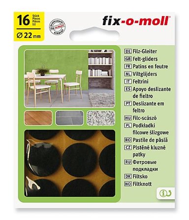 FIX-O-MOLL FILT TIL STOL&BORD Ø22MM BRUN 16STK FIX-O-MOLL