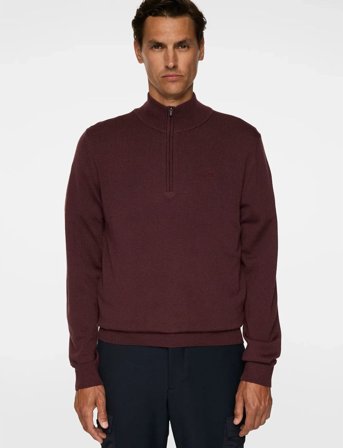 J. Lindeberg Kiyan Merino Quarter Zip - Burgundy - M