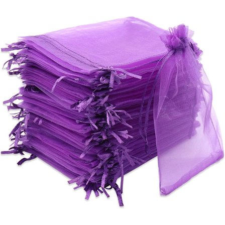 Violetti 100 kpl 10 x 15 cm Organza lahjapussit nauhalla, korupussit, täydellinen