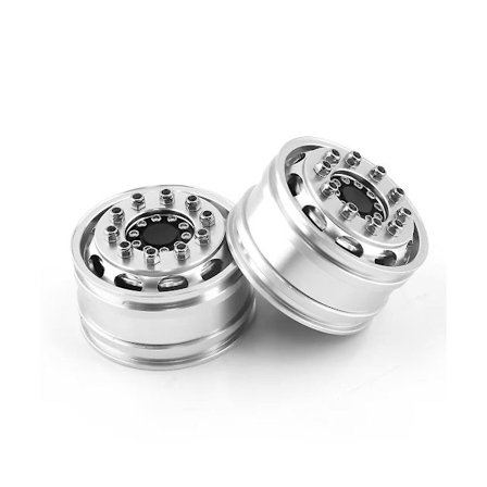 Metallfälg fram och bak för lastbil 1/14 Rc Traktor Trailer Lastbil Hjul Däck, fram 25mm Unpo [DB]