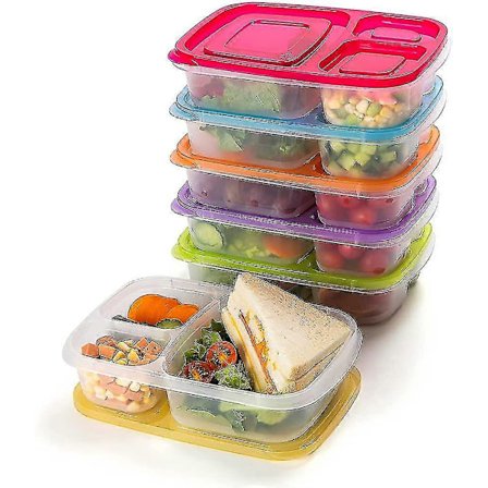 6-pack Bento Lunchlåda med Fack för Barn och Vuxna, 3 Fack Bento-YuJia