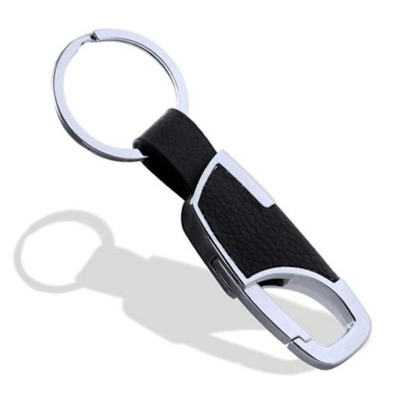 Nyckelring Metall PU Läder Skinn Svart Silver