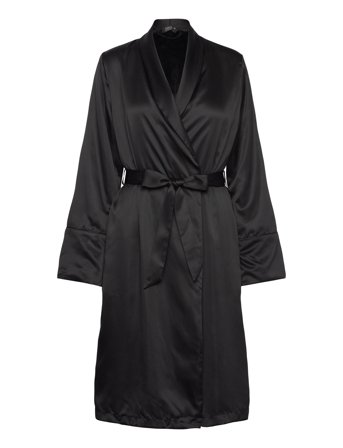 Robe Long Satin Fleece Black Hunkemöller