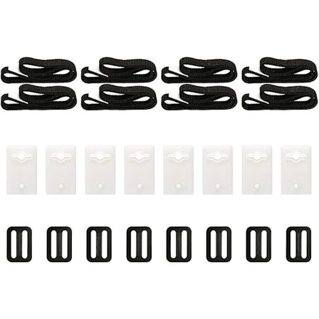 Fästningssats för solskydd till pool, 8 remmar för solskydd, sats med universella spännen för solskyddsfästning, för nedgrävda pooler