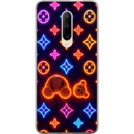 Kompatibel Mobilcover til OnePlus OnePlus 7 Pro Neonfarvet luksusmønster med glødende teddybjørn i pop art-æstetik