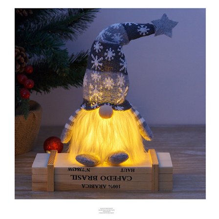 1 Grå Ansiktslös Docka med Ljus Rudolph Dvärg Plyschdocka Orn