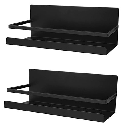 Magnetisk kylskåpshylla hängande hylla, 2-pack magnetisk kryddhylla självhäftande för köksorganisatör (svart)