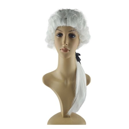 Tuomarin asuste, tuomarin lakimiesperuukki, 1700-luvun siirtomaaperuukki, valkoinen puuteroitu peruukki, Halloween-tuomarin cosplay-juhlatarvikkeet