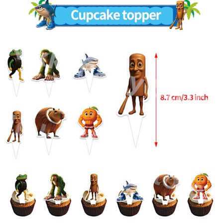 Italiensk Brainrot kagedekoration Cupcake Toppers Fødselsdagspynt Piger Børn Drenge Festdekorationer Baby Shower Party Favors