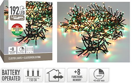KI Lysslynge Cluster Lights 192LED 3 farger 1,4m