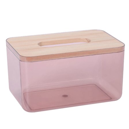 Gjennomsiktig Tissue Box Holder Slitesterk PP Komprimert Tre Serviettboks med Sklisikker Bunn for Stue Rød Liten
