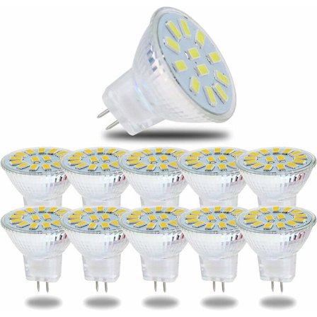 MR11 GU4 5W Cool White LED-pære, 6000K 600 Lumen LED-pærer, Udskiftning for 50W Halogenpærer, LED-pærer, Ikke-dæmpbar, 120° Strålevinkel, Pakke med 10
