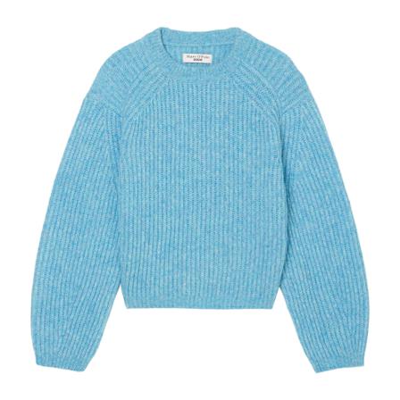 Marc O'Polo, Knitted jumper with voluminous sleeves Blauw, Dames, Maat:S,wol