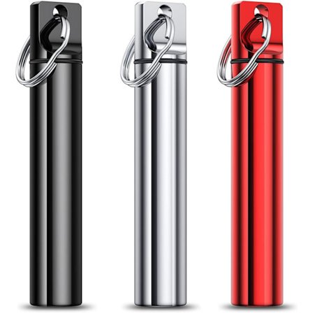 Metal Bærbar Tandstikholderboks 3 Stykker, Lomme Vandtæt Etui Tandstikbeholder med Nøglering til Udendørs Picnic og Camping Rejsepunge Ea