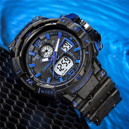 Vanntett Klokker for Menn, Studenter, Tenåringer, Voksne, Utendørs, Dobbel Skjerm, Elektronisk Klokker