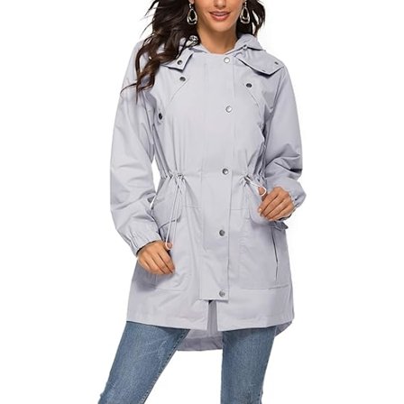 Utendørs aktiv regnjakke for kvinner - Vanntett, lett hette regnfrakk L