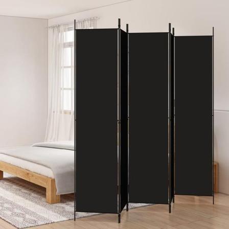 Vidaxl Rumsavdelare 5 Paneler Svart 250x220 Cm Tyg Svart