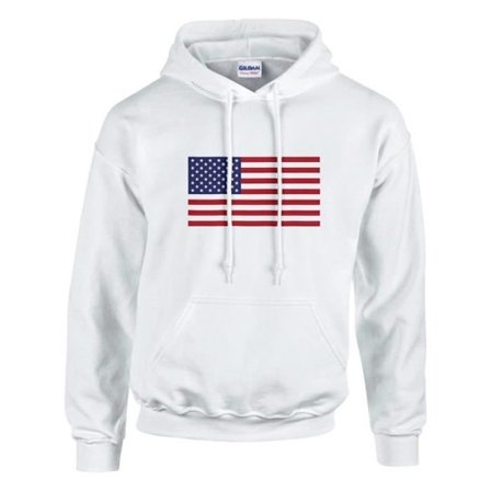 Huvtröja - PIXELFORMA - USA flagga - Vit - Långa ärmar - Unisex