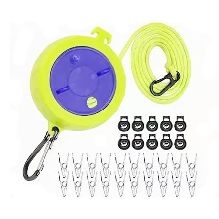 9,5 m justerbar rejsesnor til camping, vindtæt tørresnor