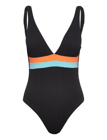 Sliceofsplice Spliced Deep V Neck Piece Badedragt Badetøj Sort Seafolly