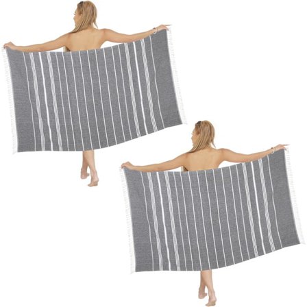 Strandhåndkle 2-pakning, sandfrie strandhåndklær oversized 90 x 180 cm, tyrkisk strandhåndkle hurtigtørkende håndkle