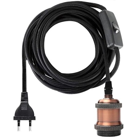 E27-kanta kytkimellä, 1,2 metrin kangaspäällysteinen sähköjohto lampunkannalle/ Edison Retro -riippuvalaisin Vintage-lampun sovitin punakupari[D]