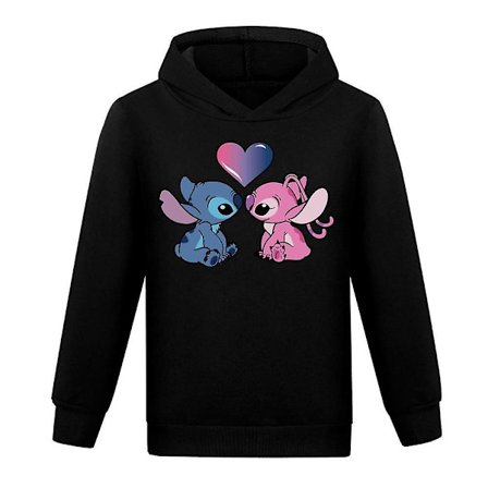 Lilo ja Stitch Hupparit Yläosat Lapset Pojat Tytöt Pitkähihaiset Rento Pullover Jumper Huppari Joululahjat Musta