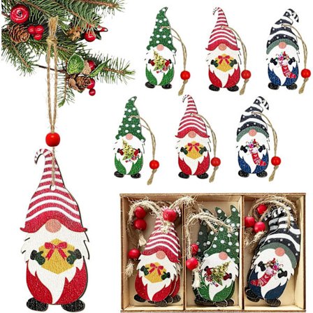 9 stk. Træjuletræ Hængende Dekoration, Julegnomer