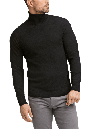 Lindbergh 100% Merino Roll Neck Knit Pullovers Herr Svart XL