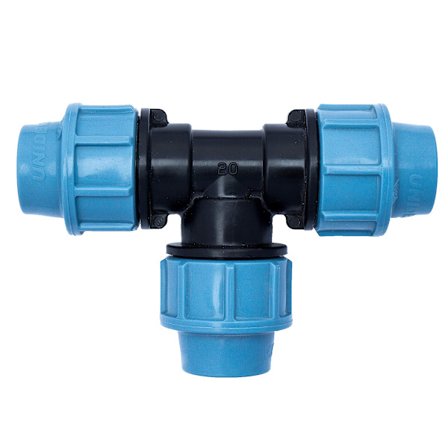 20 mm x 20 mm x 20 mm Naaras MDPE PE Tee-vesiliitin | Muoviputken liitin | Kiristinliitin PE/MDPE-putkille