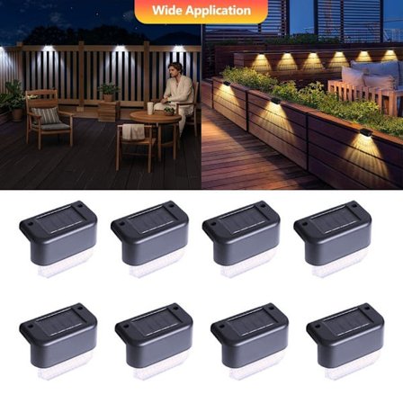 Solcelle Gjerdelampe 4/8/12/16-pakning – LED Trappebelysning, Utendørsbelysning og Hagedekorasjon_TF_TF