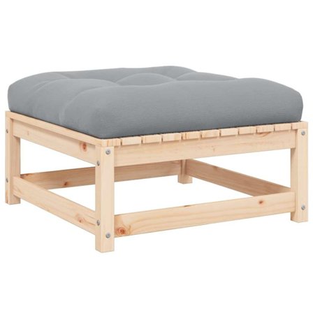 vidaXL Fotpall med dyna för trädgården massiv furu
