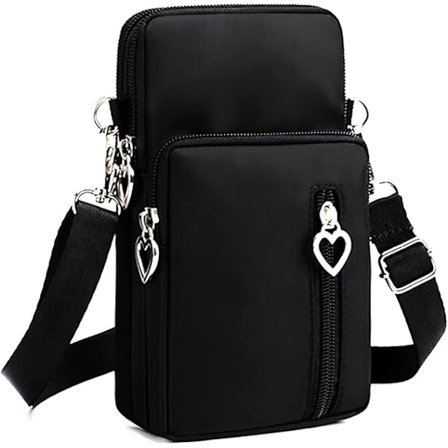 Kvinnors crossbody-telefonväska, damväskor över axeln, 3 lager mobiltelefonväska, plånbok i nylon för kvinnor