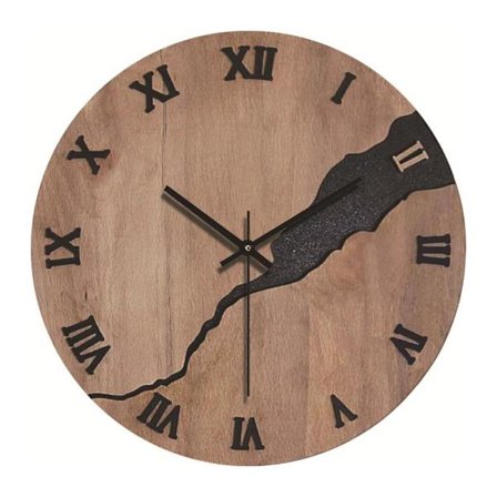 Analog Väggklocka med romerska siffror 30cm - Trä / Spricka