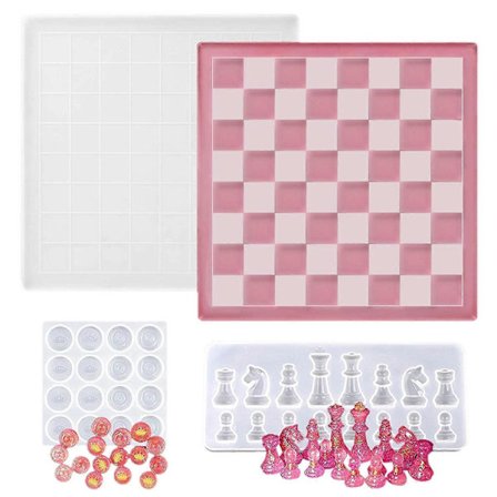 Skakbræt Silikone Resinforme, Brikbræt Krystal Epoxy Resin Støbeform til DIY Resin Håndværk Fremstilling