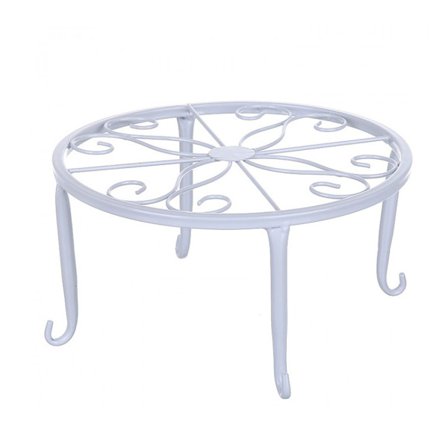 Metall Plantestativ for Blomsterpotter, Kraftig Rustfritt Jern Hagebeholder Rund Støtteramme, Blomsterpotte-pedestal med Dekorativt Smijern