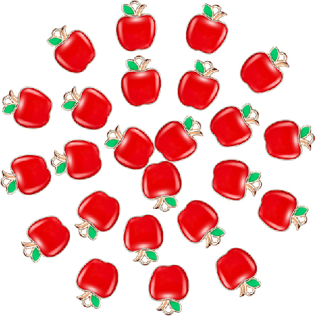 60 stycken röda äppelformade berlocker i legering med emalj, fruktberlocker, fruktpärlor, fruktdekorationer, berlocker för smyckestillverkning, 