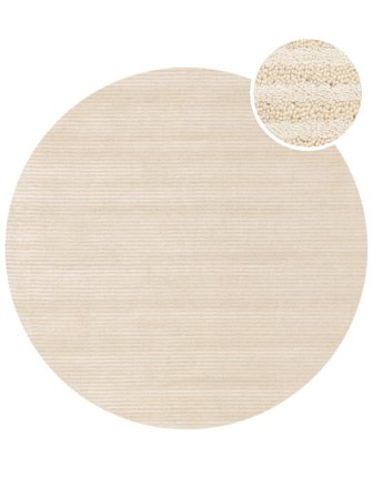 Eén Kleur Fine Stripe Vloerkleed - Beige Ø 200