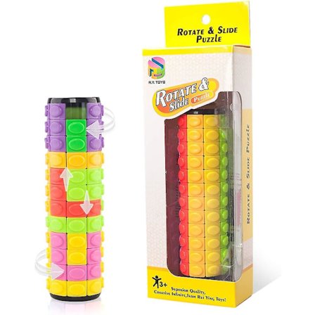 Fidget Legetøj til Voksne/Teenagere/Drenge/Piger, Magisk Terning Puslespil, Hjernevridere til Voksne, Cylinder Roter & Skub Logik Legetøj, Gave til 