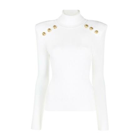 Balmain, Turtlenecks Wit, Dames, Maat:M